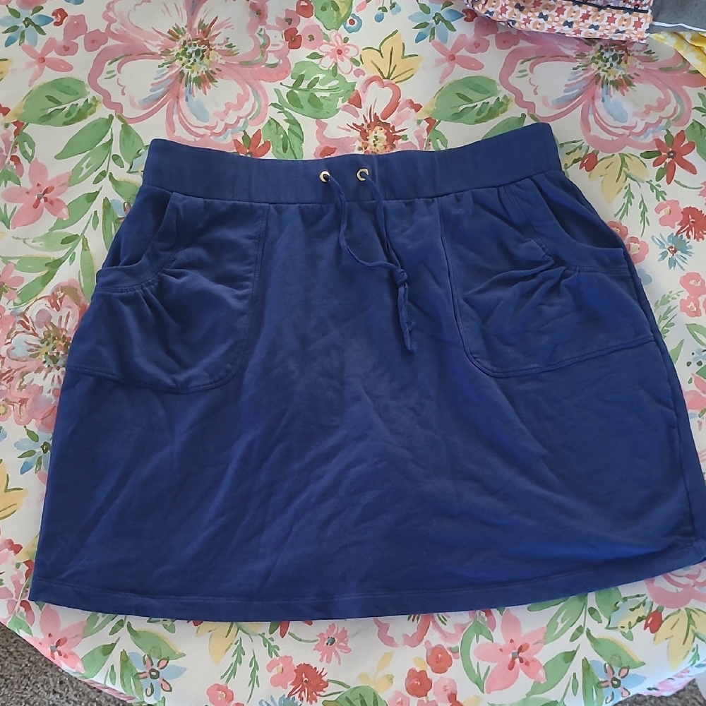 Susan Graver Women’s Casual Drawstring Pocket Skort - Blue